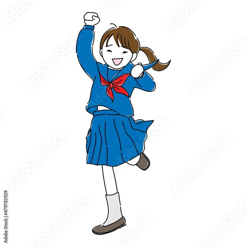 合格を喜ぶ女子高生