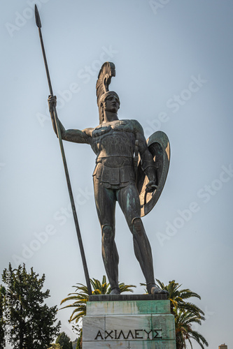 Corfu, Greece - 14.08.2021: The Achilles statue in Achilleion palace of Empress of Austria Sisi Elisabeth of Bavaria, in Gastouri Corfu Kerkyra, Greece, Ionian Islands, Europe photo