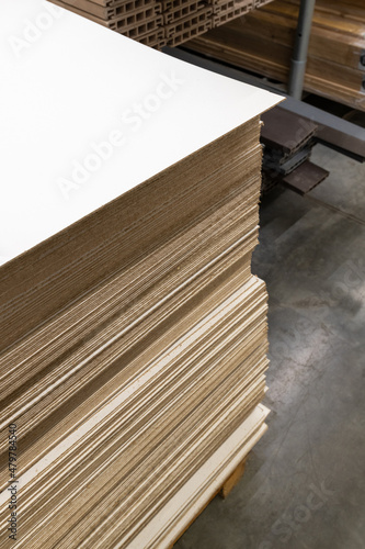 A stack of the fiberboard in a store