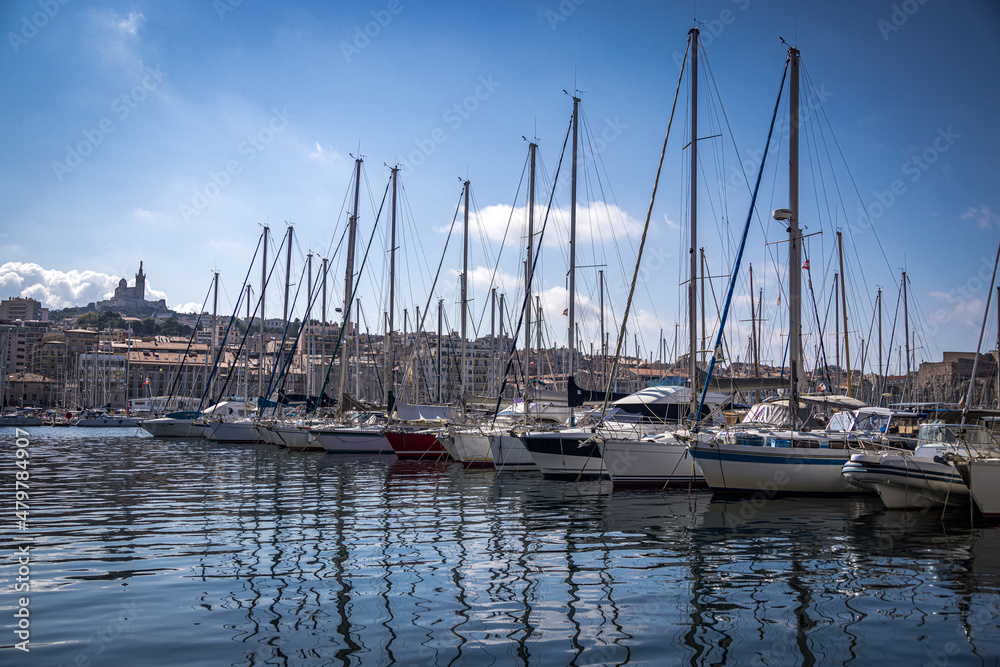 Boats in the harbour of the Vieux Port, Marseille, France