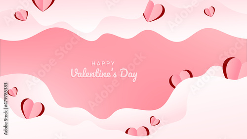 Happy valentine day with papercut style on smooth color