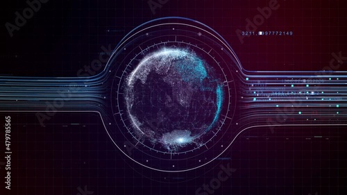 HUD Futuristic Rotation Digital Earth Graphic Interface Display Technology. UI Hologram Scifi 4K Motion Data