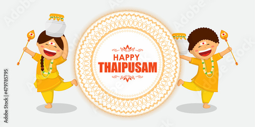 Vector illustration concept of Happy Thaipusam or Thaipoosam greeting