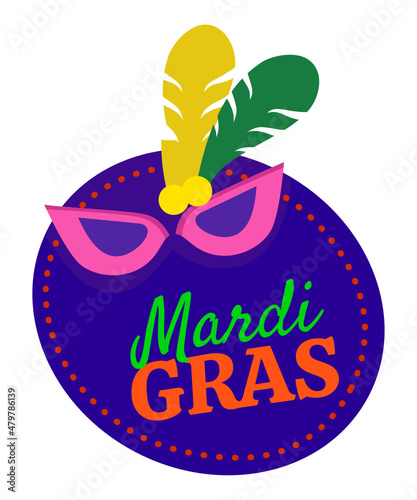 Mardi gras new year card with Christmas ball