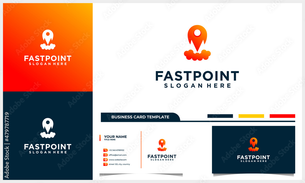abstract rocket logo concept with business card template abstract rocket logo concept with business card template