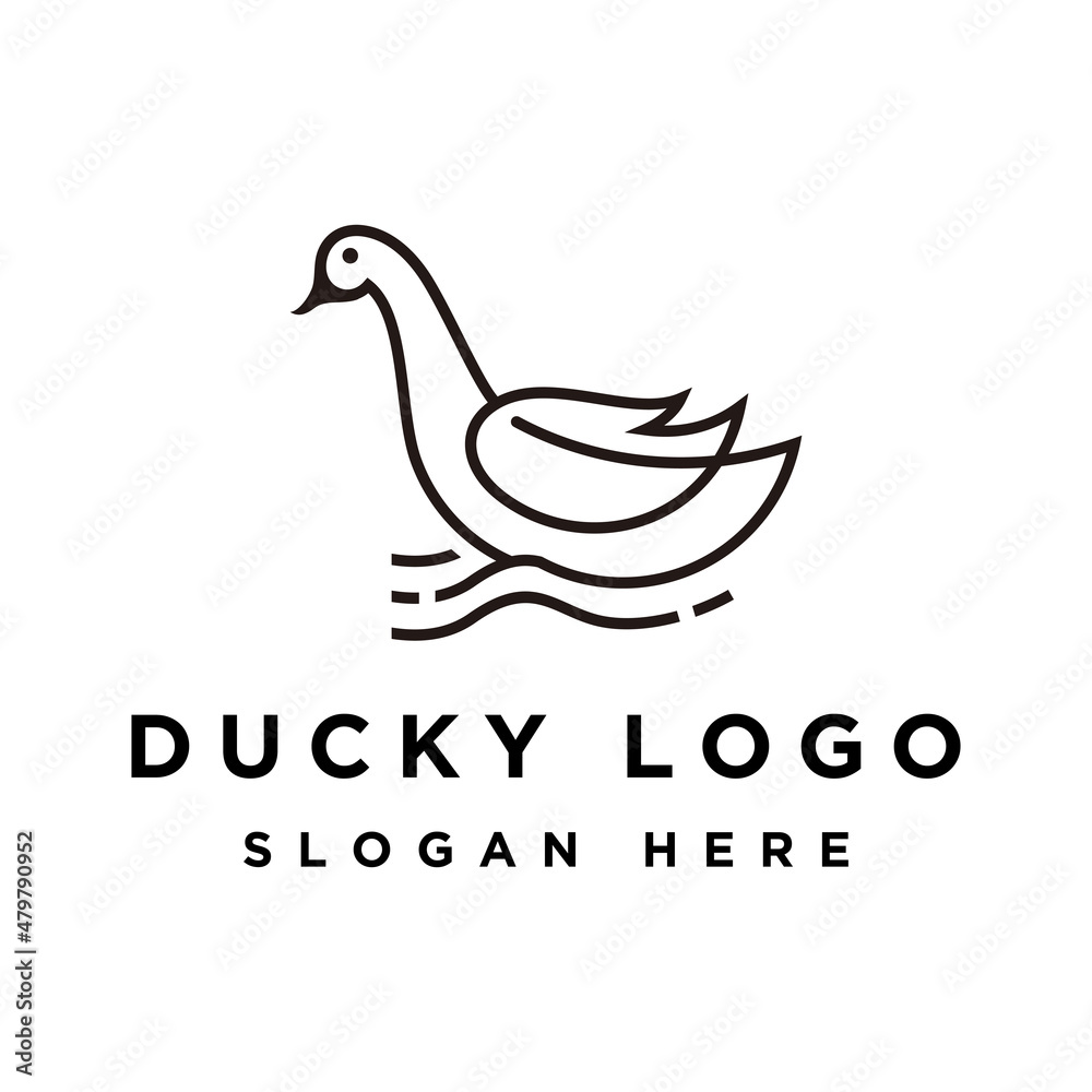 Fototapeta premium Duck Line art Logo Design Template
