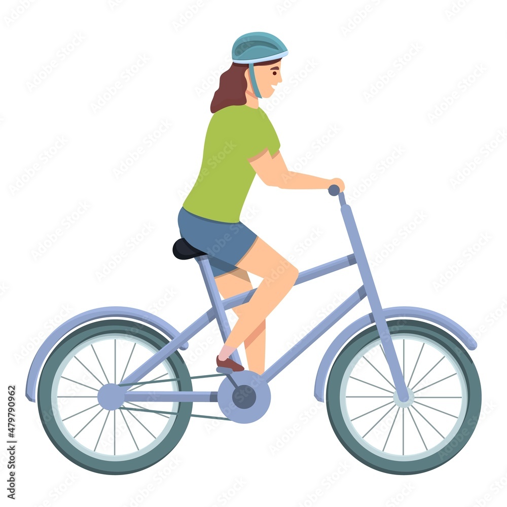 Girl cyclist icon cartoon vector. Bicycle helmet. Children sport Girl cyclist icon cartoon vector. Bicycle helmet. Children sport