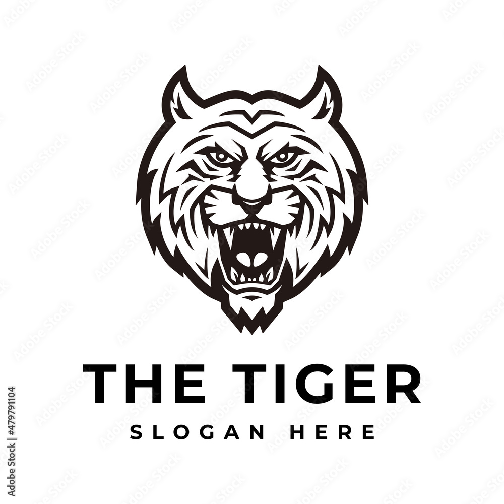 Black Tiger Head Logo Design Template