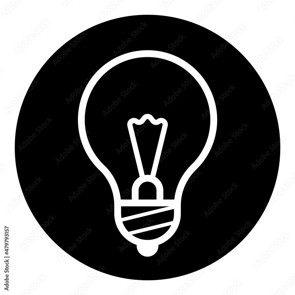 Lightbulb Glyph Flat Icon Isolated On White Background Lightbulb Glyph Flat Icon Isolated On White Background