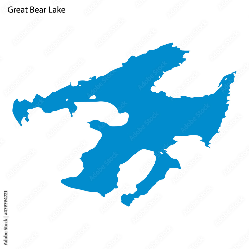Blue outline map of Great Bear Lake, Isolated vector siilhouette