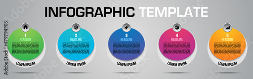 Modern colorful infographics options template vector with 3D circle on grey background