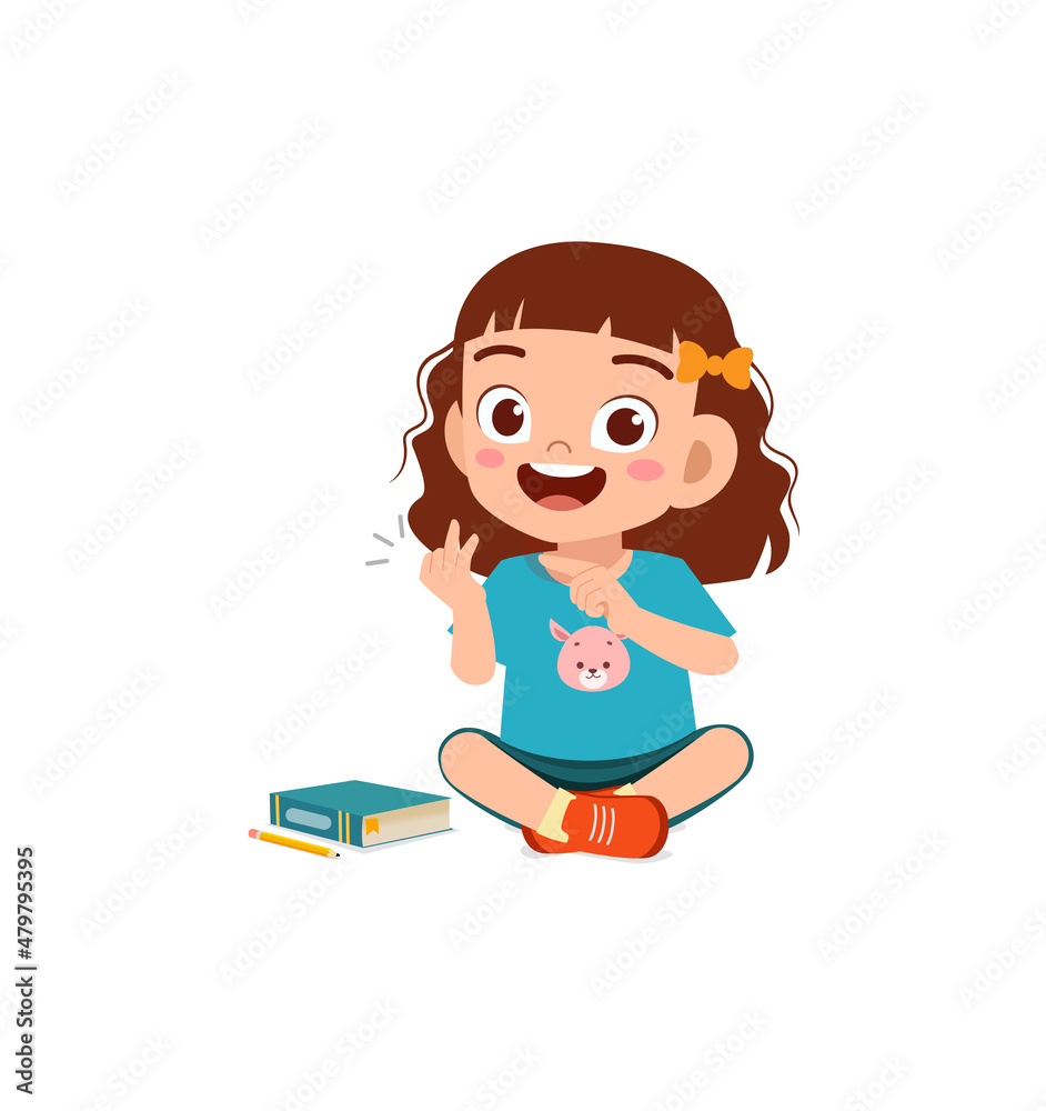 cute little girl study math with counting finger cute little girl study math with counting finger