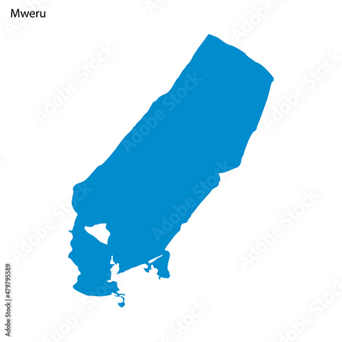 Blue outline map of Mweru Lake, Isolated vector siilhouette photo