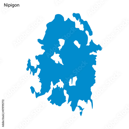 Blue outline map of Nipigon Lake, Isolated vector siilhouette photo