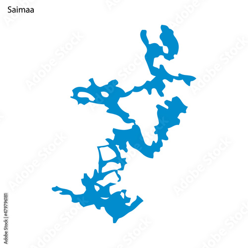 Blue outline map of Saimaa Lake, Isolated vector siilhouette