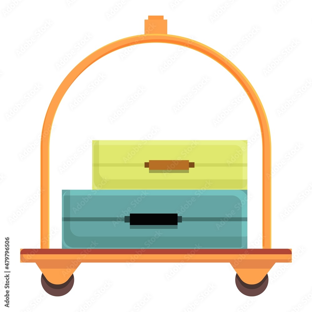Luggage trolly icon cartoon vector. Trolley travel. Cart bag Luggage trolly icon cartoon vector. Trolley travel. Cart bag