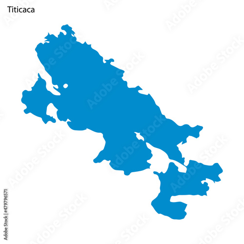 Blue outline map of Titicaca Lake, Isolated vector siilhouette photo