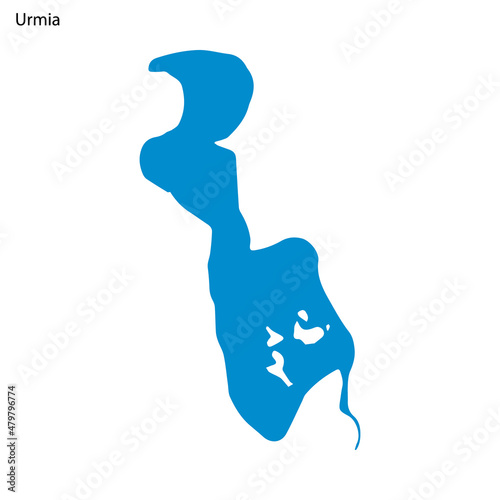 Blue outline map of Urmia Lake, Isolated vector siilhouette photo