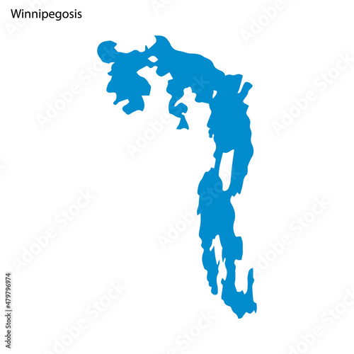 Blue outline map of Winnipegosis Lake, Isolated vector siilhouette photo