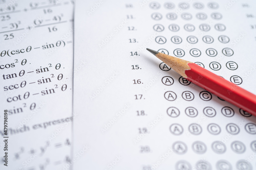 Answer sheets with pencil drawing fill to select choice, education concept Answer sheets with pencil drawing fill to select choice, education concept