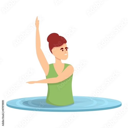 Synchronized swim icon cartoon vector. Sport swimming. Ballet swim