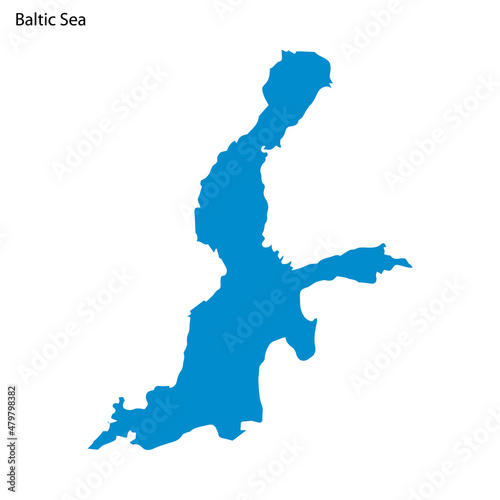 Blue outline map of Baltic Sea, Isolated vector siilhouette