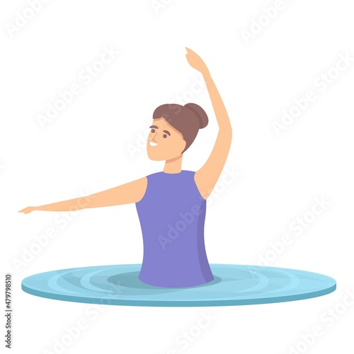 Synchronized swimming competition icon cartoon vector. Sport ballet. Pool skill