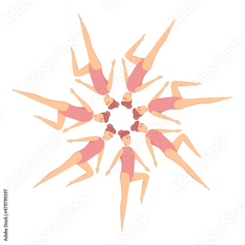 Fitness synchronized swimming icon cartoon vector. Water team. Sport ballet
