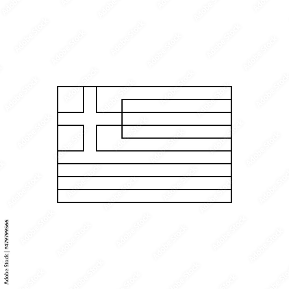 Black outline flag of Greece.Thin line icon