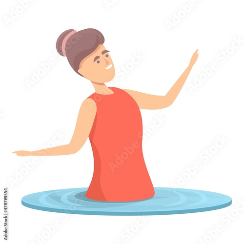 Female synchro swim icon cartoon vector. Sport ballet. Team water