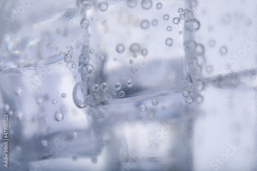 Closeup view of soda water with ice