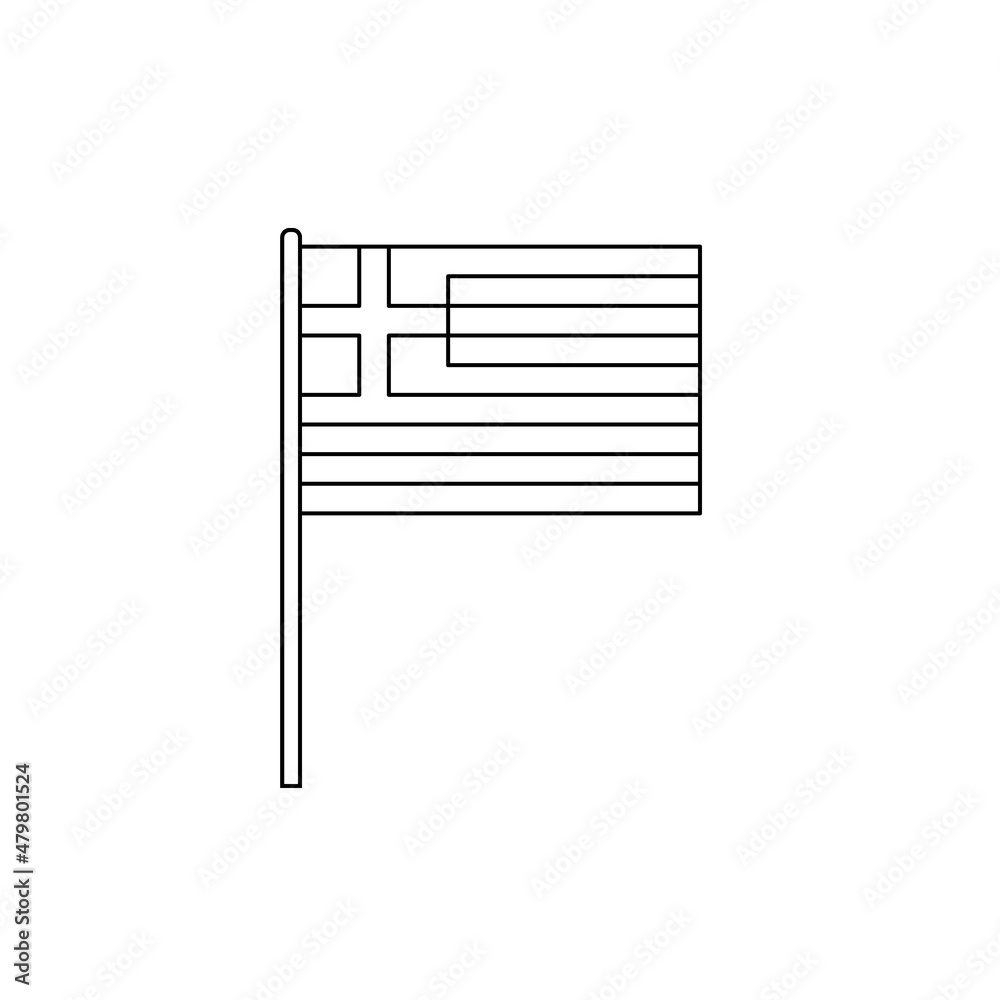 Black outline flag on of Greece. Thin line icon Black outline flag on of Greece. Thin line icon