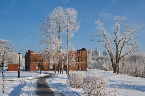 Winter Loshitsa park, Minsk, Belarus.