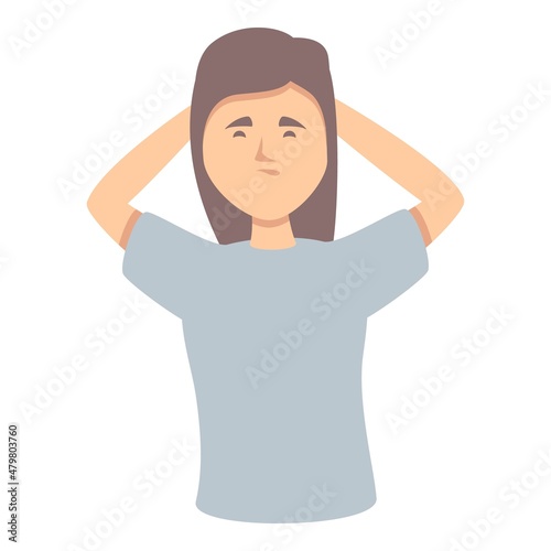 Memory icon cartoon vector. Woman dementia. Positive face