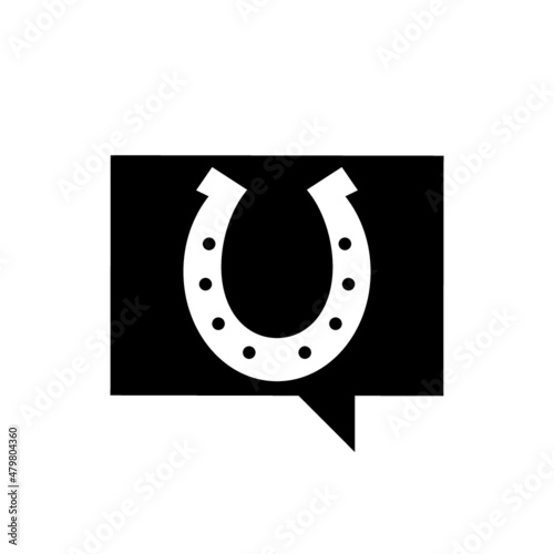 Speech bubble Horseshoe icon isolated on white background