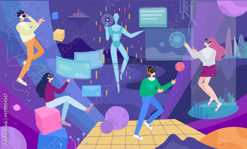 Metaverse and virtual reality concept.