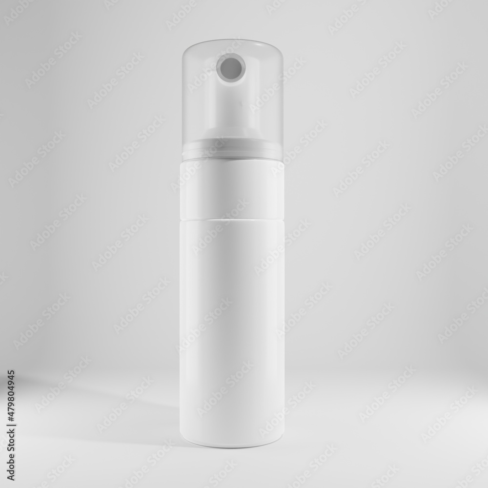 white spray bottle plastic a front view with a transparent cap 3d render white spray bottle plastic a front view with a transparent cap 3d render