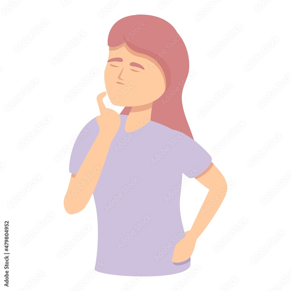 Girl thinking memory icon cartoon vector. Woman dementia. Disease care Girl thinking memory icon cartoon vector. Woman dementia. Disease care
