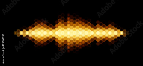 Audio or music shiny sound waveform with hexagonal filter