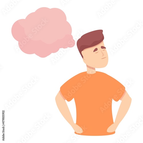 Boy forget thinking icon cartoon vector. Memory lost. Care disease