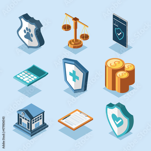 insurance isometric icons