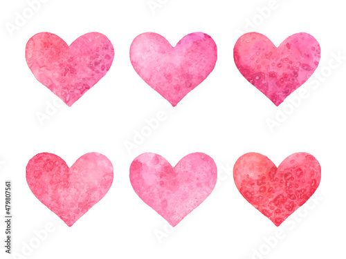 Watercolor hearts for St. Valentine s Day on white background. Vector