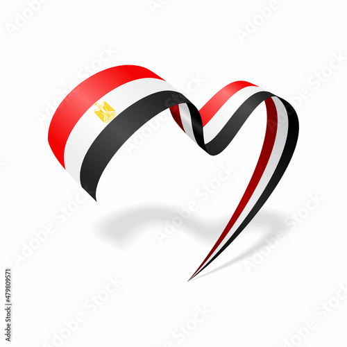 Egyptian flag heart shaped ribbon. Vector illustration.
