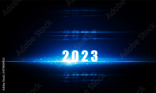 Abstract businessman open Key Door Light out 2023 business pixel Hitech communication concept innovation background, vector design