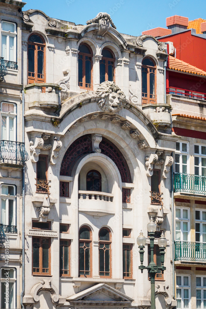 Traditional architectural building in the center of Porto