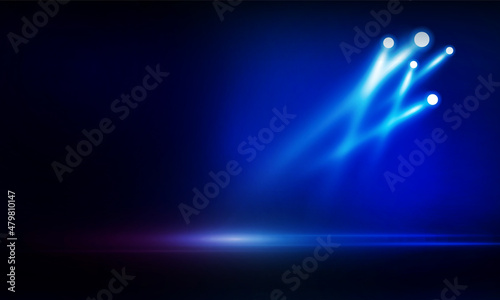 Magenta blue lights on the stage light floodlights vector design.
