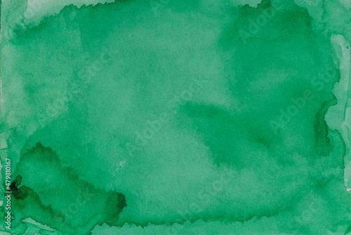 Watercolour colourful. Abstract background. Splashes. Green colour. Aquarell paper. Hand painted.