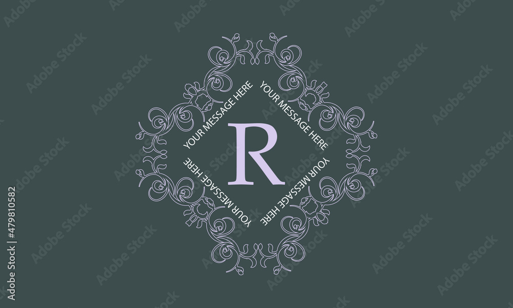 Monogram template with the initials R. Exquisite logo for cafes, bars, restaurants, invitations. Business style and brand of the company. Vector. Monogram template with the initials R. Exquisite logo for cafes, bars, restaurants, invitations. Business style and brand of the company. Vector.