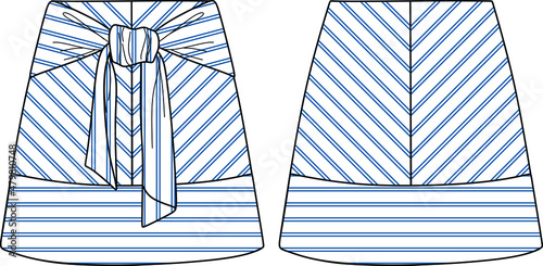 Vector skirt fashion CAD, woman skirt technical drawing, template, sketch