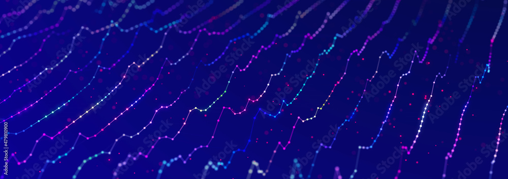 Sci-fi background. Digital landscape with dots and lines. Cyberspace grid. Background concept for your design. 3d Sci-fi background. Digital landscape with dots and lines. Cyberspace grid. Background concept for your design. 3d